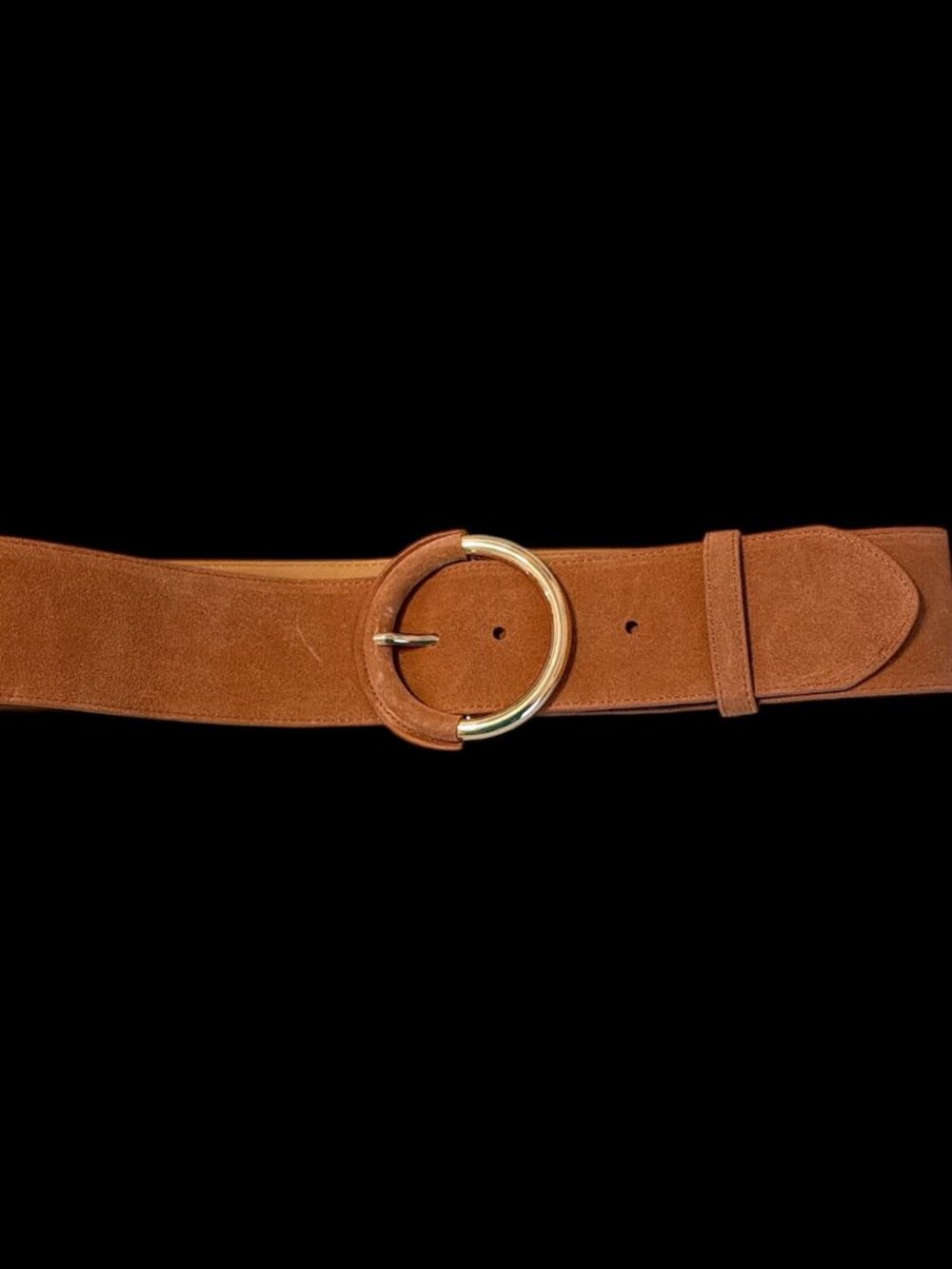 Talbots Women's Wide Belt Size Medium Suede 100% Leather Gold Tone Buckle